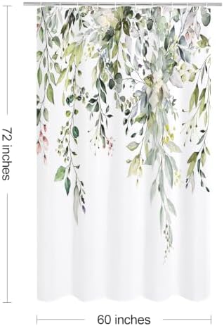 Gibelle Sage Green Eucalyptus Shower Curtain, Floral Print, 60x72