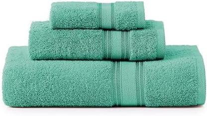 LANE LINEN Towel Set Quick Dry 100% Cotton 3 Piece Soft Absorbent - Teal