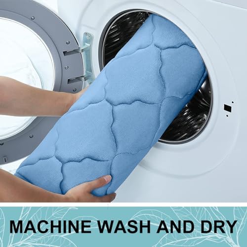 OLANLY Memory Foam Bath Mat Rug 36x24, Ultra Soft Bathroom Rugs, Blue