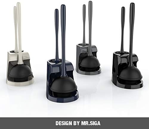 MR.SIGA Toilet Plunger and Bowl Brush Combo for Bathroom Cleaning, Black