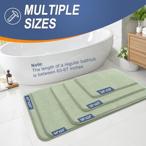 OLANLY Memory Foam Bathroom Runner Rugs 59x20, Long Bath Mats, Sage Green