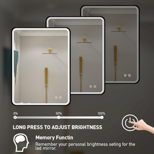 LED Bathroom Mirror,Black Frame,32x24 Inch