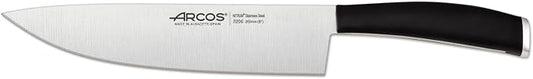 Arcos Chef Knife 8 Inch Stainless Steel. Cooking Knife to Cut and Peel Small Food. Ergonomic Polyoxymethylene Black Handle. Series Tango