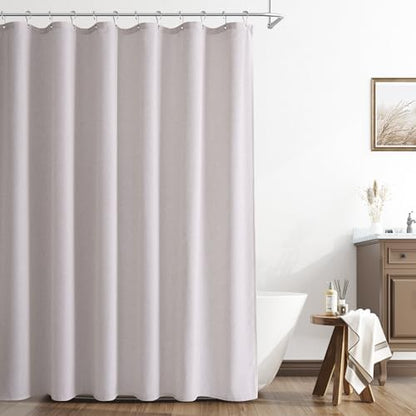 Naturoom Linen Shower Curtain 84 Inch Long for Bathroom Champagne 1 Panel