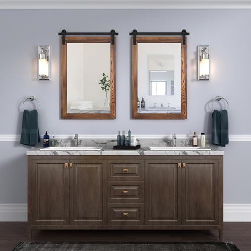 COGOOD Farmhouse Bathroom Mirrors for Over Sink - 30 x 22 Brown