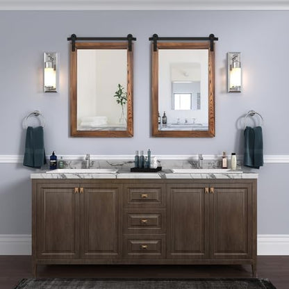 COGOOD Farmhouse Bathroom Mirrors for Over Sink - 30 x 22 Brown