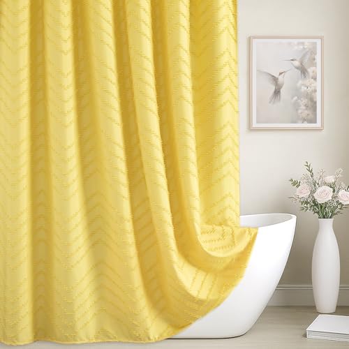 Yellow Boho Fabric Shower Curtain 72 x 72 Inches