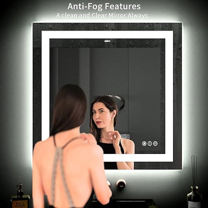 LOAAO 40"X38" LED Bathroom Mirror with Lights, UL Listed
