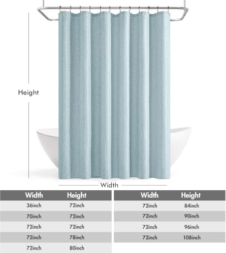 ANRODUO Fog Blue Linen Textured Fabric Shower Curtain Set - W72xL84