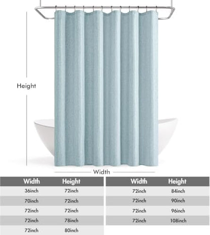 ANRODUO Fog Blue Linen Textured Fabric Shower Curtain Set - W72xL84