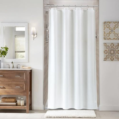 Naturoom Linen Shower Curtain 48x72 Inch for Bathroom White 1 Panel