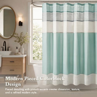 Madison Park Amherst 72 x 72 Bathroom Shower Curtain, Faux Silk, Aqua