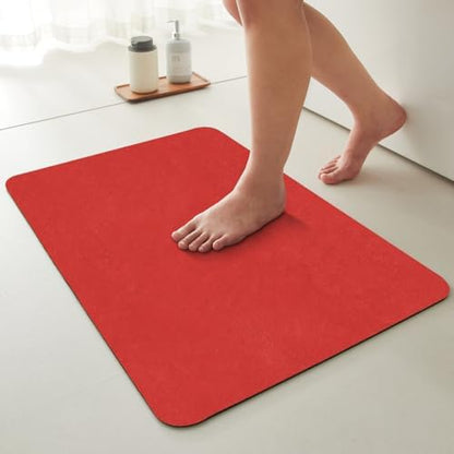TYUU Thin Bath Mat, Small Christmas Bathroom Rugs Non Slip, 20x30 Red