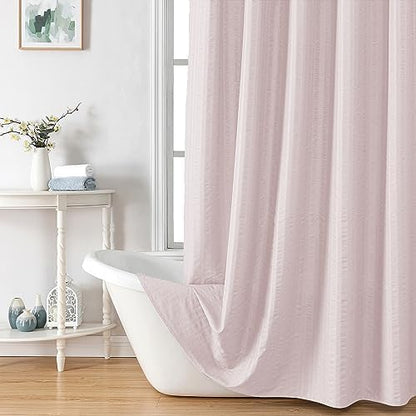 Aiyufeng Moga Pink Shower Curtain, Pink Bathroom Curtain with Textured, Embossed Fabric Shower Curtain, Hotel Quality Bathroom Shower Curtains, 72 x 72 Inches