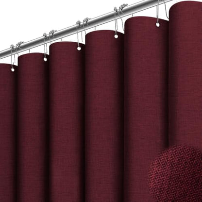 BTTN Burgundy Linen Textured Waterproof Fabric Shower Curtain Set, 72x72