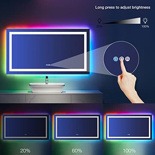LOAAO 55"X30" RGB LED Bathroom Mirror with Lights, UL Listed