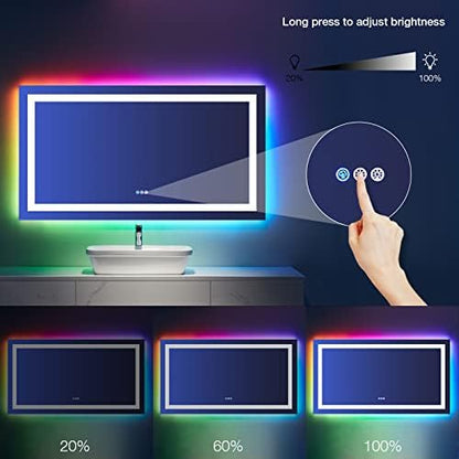 LOAAO 55"X30" RGB LED Bathroom Mirror with Lights, UL Listed