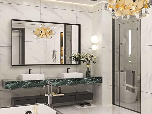 Keonjinn 60x36 Inch Black Bathroom Mirror for Over Sink, Rectangular