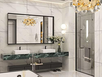 Keonjinn 60x36 Inch Black Bathroom Mirror for Over Sink, Rectangular