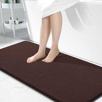 OLANLY Memory Foam Bathroom Runner Rugs 50x30, Absorbent Long Mat, Brown