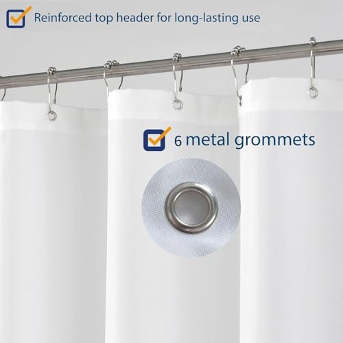 N&Y HOME Small Stall Shower Curtain Liner Fabric, White, 32 x 72 inches