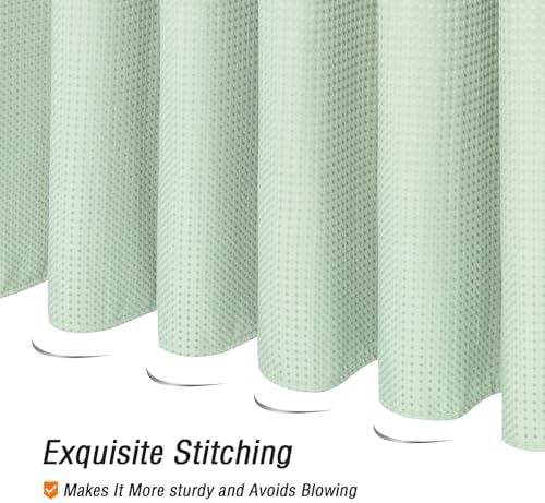 Gibelle Extra Long Mint Green Fabric Shower Curtain, 72 x 84