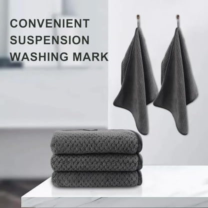 KinHwa Gray Hand Towels for Bathroom, Microfiber Face Towels, 11x20 Inch