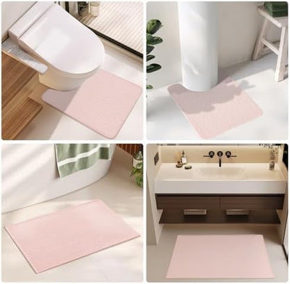 TYUU Large Bathroom Rugs Non Slip Washable Bath Rugs Super Absorbent Bathroom Rug Thin Quick Dry Low Pile Bath Mats, Pink 36"x60"