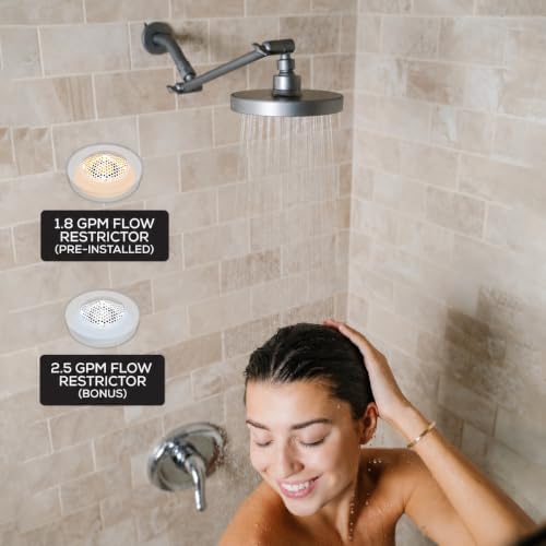 SparkPod Rain Shower Head, 6 Inch Round, Charcoal Grey Finish