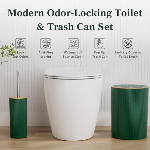 Bathroom Accessories Set 25 PCS, Dark Green Shower Curtains Set