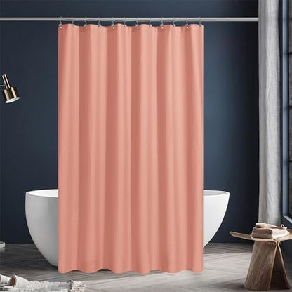 N&Y HOME Fabric Shower Curtain or Liner with Magnets, Coral