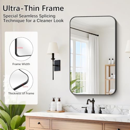 DESBING 18"x30" Bathroom Mirror for Over Sink, Black Framed Wall Mirror