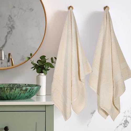 SUPERIOR Egyptian Cotton Plush & Absorbent, Bath Towel Set of 2, Cream