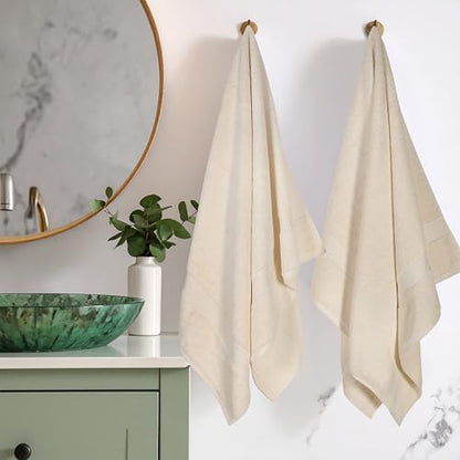 SUPERIOR Egyptian Cotton Plush & Absorbent, Bath Towel Set of 2, Cream