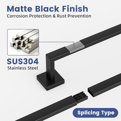 Luxbaro 10-Pieces 24 Inch Matte Black Bathroom Accessories, Wall Mounted