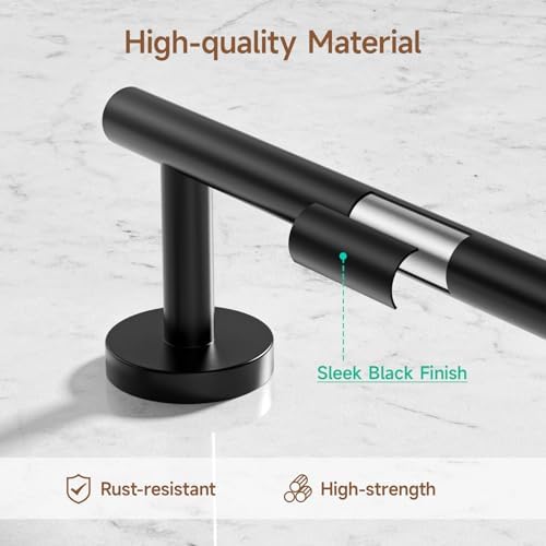 USHOWER 4PCS Matte Black Bathroom Accessories Set, 24-Inch Towel Bar Set