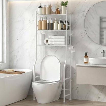 GloTika 3-Tier Over Toilet Storage, Anti-Tilt, 64" H, White