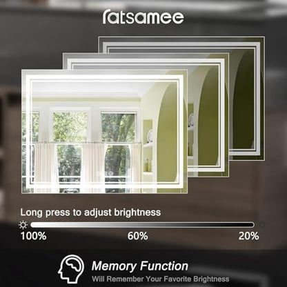 Ratsamee 72x32 Inch Led Mirror for Bathroom with Front Light and Backlit, Bathroom Mirror with Led Lights, Vanity Mirror with Lights for Wall, Anti-Fog, Dimmable, Memory Function, Tempered Glass