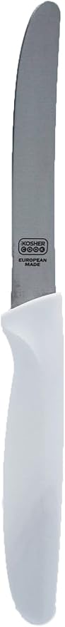 The Kosher Cook White Kitchen Knife – 4.5” Steak and Vegetable Knife - Razor Sharp Curved Tip, Straight Edge - Color Coded Kitchen Tools