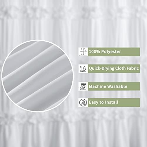 Homechoice Decor Victorian White Ruffle Shower Curtain 72" W x 96" H