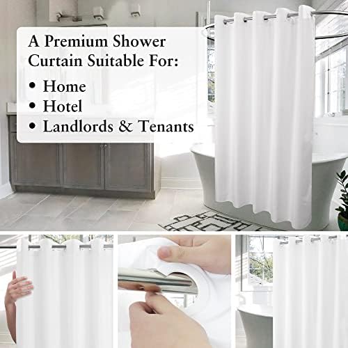 River Dream No Hook Long Shower Curtain or Liner Microfiber White, 71x80