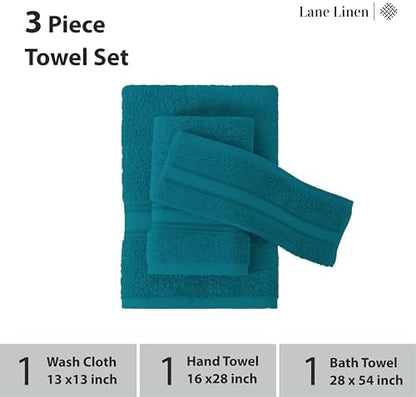 LANE LINEN Bath Towel Set 100% Cotton 3 Piece Soft Absorbent - Sea Port