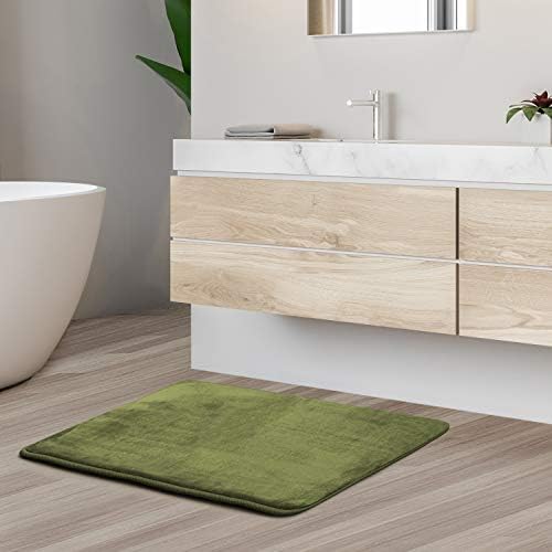 Clara Clark Bathroom Rugs, Velvet Memory Foam Bath Mat, Non-Slip, Machine Washable Bath Rugs - Dries Quickly, Ultra Soft Plush Bath Mats for Bathroom, 17 x 24, Sage Green