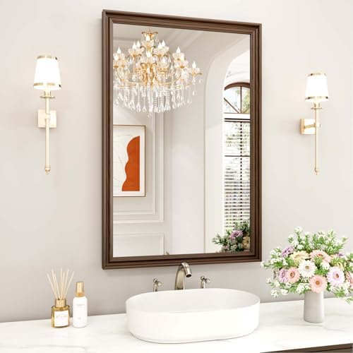 WEER Brown Bathroom Vanity Mirror 24x36 Inch