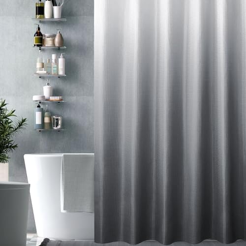 Gibelle Extra Long Grey Ombre Fabric Shower Curtain, 72 x 84