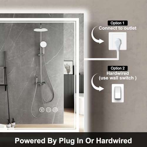 Ratsamee 55"x30" LED Bathroom Mirror with Lights, Backlit + Front Lit