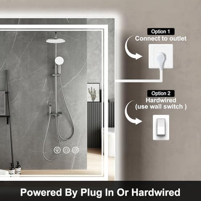 Ratsamee 72"x36" LED Bathroom Mirror with Lights, Backlit + Front Lit