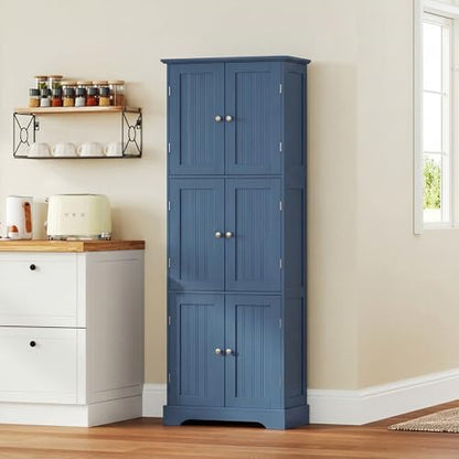 ChooChoo 63.2" Tall Bathroom Storage Cabinet with 6 Doors