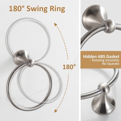 BGL Bathroom Accessories Set, Glossy Stain Nickel Expandable Towel Bar 4-Piece Bathroom Accessory Set Wall Mounted Towel Ring Robe Hook Toilet Paper Holder Towel Holder