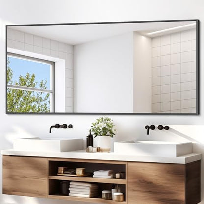 DESBING Black Bathroom Mirror for Wall, 72x36 Inch Rectangle Mirrors with Metal Frame, Modern Vanity Wall Mirror Decor for Entryway Hangs, Bathroom Living Room Horizontal or Vertical